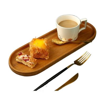 China 3 Edge High Grade Acacia Wooden Kitchenware Bow Serving Tray Set for Appetizer and Breakfast Cake Serving Dish Wooden Serving Dish for sale