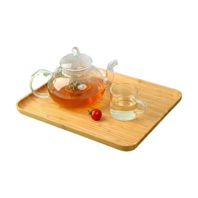 China Multifunctional Sustainable Square Bamboo Wooden Desktop Organizer Non Slip Bamboo Serving Tray Tea and Coffee Desserts Snacks Dumplings Meat for sale