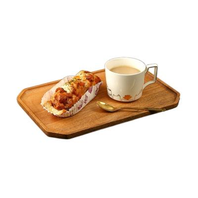 China High Quality Modern Rustic Rectangular Acacia Decoration Kitchen Tableware Middle Wooden Serving Trays Lunch Bread Coffee Tea Trays for sale