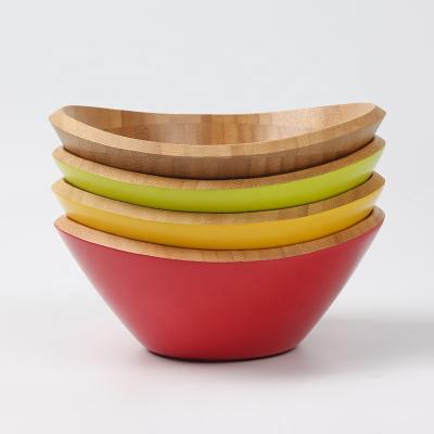 China Wholesale High Quality Viable Reusable Wave Bamboo Wooden Large Serving Bowl For Fruit Salads With Customized Color for sale