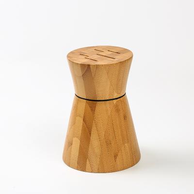 China Hot Sale Unique Creative Slim Style High Quality Viable Round Knives Block 5pcs Bamboo Knife Slots Knife Spoke Storage Holder Racks for sale