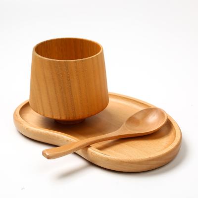 China Viable Unique Design Japanese Country Retro Juice Tea Coffee Mug Portable For Office Bar Camping Travel Wooden Closed Corner Cup for sale