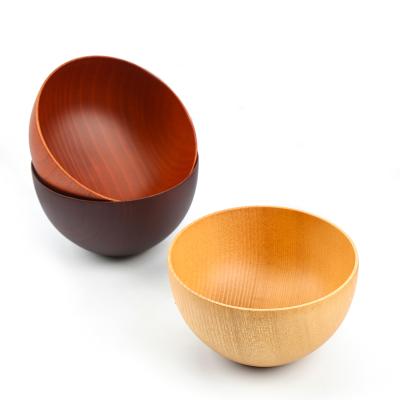 China Viable Wholesale Japanese Style Polished Bowls Jujube Flat Bottom Natural Wood Wooden Bowl For Salad Rice Soup Low MOQ for sale