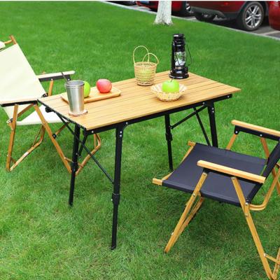 China Modern Outdoor Foldable Table Top Aluminum Alloy Frame Lift Stowable Folding Table With Storage Bag for sale