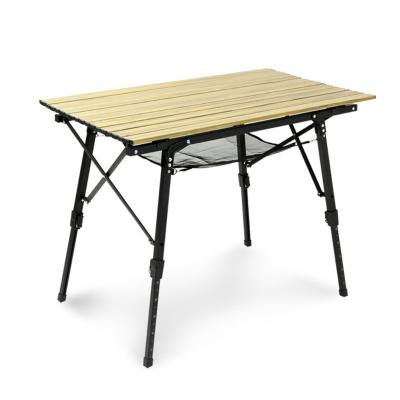 China Modern Wood Outdoor Camping Picnic Table Folding Grain Aluminum Alloy Portable Folding Table for sale