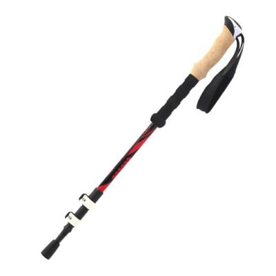 China Nordic Lightweight EVA Cork Red Color Aluminum Trekking Poles Hiking Poles Telescoping Pole 1.35m Adjustable for sale