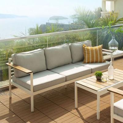 China Modern Outdoor Sofa Three-Seat Large Outdoor Sofa White Aluminum Floor Sofa for sale