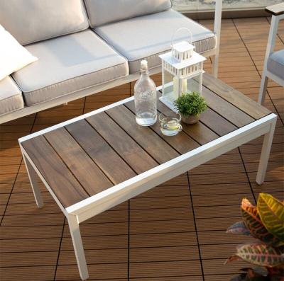 China Modern outdoor aluminum outdoor coffee table modern Nordic style furniture garden Table top wooden coffee table for sale