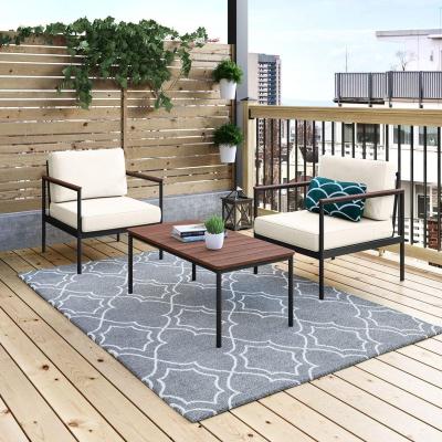 China Modern Nordic Aluminum Wood Outdoor Garden Furniture Coffee Table Acacia Frame Style Luxury Coffee Tables for sale