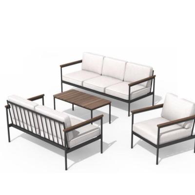 China Hot Sale Modern Outdoor Garden Furniture Patio Sofas Table Chair Aluminum Aluminum Garden Sofa Set for sale