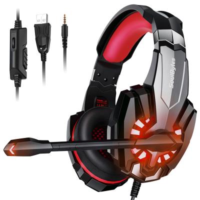 China Lightweight Led High Fidelity Stereo Sound PC Gaming Headphones Wired Adjustable Band Gaming Headphones Stereo Surround - Sound RGB Gaming Headset With MIC for sale