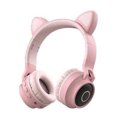 China Sound High Fidelity Cute Catear Headphone Stereo Music Earphone Kids Foldable Radio Bluetooth 5.0 Game Led Cat Ear Earphone Colorful for sale