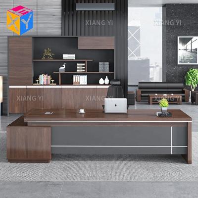 China Manager Boss Desk (Height) Adjustable Modern Wooden Office Table Premium Chair Executive Desk for sale