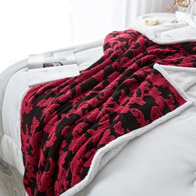 China Girls Garment Sherpa Fleece Anti-static Top Selling Red Floral Printed Fabric Customized Products Jacquard for sale