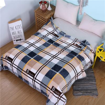 China 100% Polyester Plaid Blanket Flannel Fleece Twin Size Sherpa Fleece Bed Blanket Skin-Friendly Comfortable Anti-Static Printing for sale