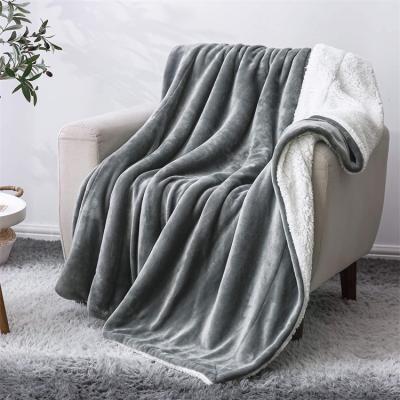 China Free Sample Double Layer Anti-Static Throw Flannel Sherpa Polyester Sherpa Flannel Blankets For Winter for sale