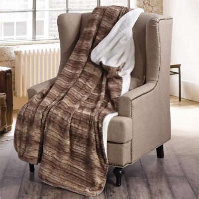 China Anti Dust Mite Hot Sale Manufacturer Double Sides Fake Fur Plush Brushed PV Fleece Blanket With Sherpa Dye Knotting Throw for sale