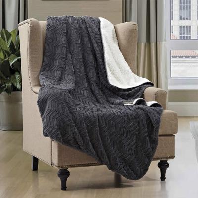 China Anti Dust Mites Maker Saling Custom Colors Patterns Luxurious Plush Queen Thick Brushing Sherpa PV Fleece Blankets for sale