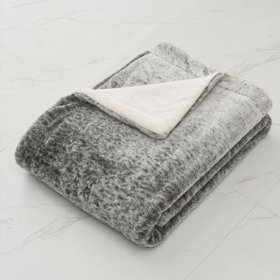 China Low Folded Moq Faux Fur Cover Sets Decke Aus Kaninchenfell/Rex Kunstpelzdecke Fake Rabbit Fur Blanket for sale