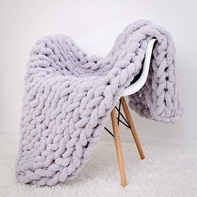 China Super Anti-Static Chunky Fluffy Warm Throw Knit Blanket, Large Luxury Cotton Chunky Knit Weighted Cable Blanket for sale