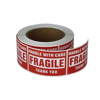 China Waterproof Red Fragile Warning Stickers, Custom Red Color Fragile Label Sticker, Roll Papered Fragile Label for sale