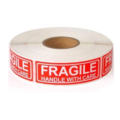 China Custom Printed Fragile Waterproof Red Fragile Warning Label 3x2 Sticker Label Fragile Sticker for sale