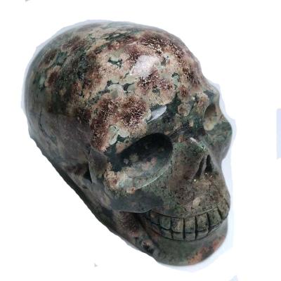 China China Wholesale Hand Carved Green Skulls Crystal Skulls Carving For Flower Decoration for sale