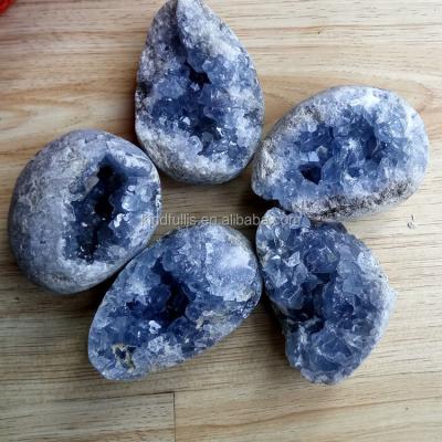 China China Wholesale Celestite Geodes Deep Blue Calcite Crystal Geodes for sale