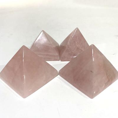 China Europe 40 Mm Polished Rose Quartz Crystal Pyramid For Meditation Stone Price Pyramids Waste for sale