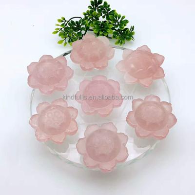 China China new product natural hand carved seven star rose quartz crystal lotus flower for wedding centerpieces for sale