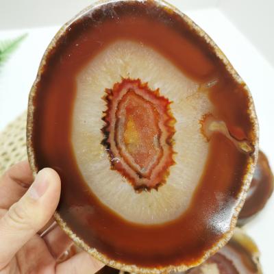 China Red Agate Crystal Carnelian Crystal Slice from Europe Natural Gemstone for Home Decoration for sale