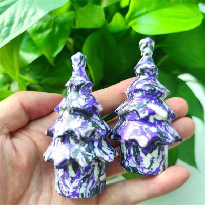 China China Wholesale High Quality Crystal Hand-carved Craft Gemstone Christmas Trees Holiday Decoration for sale