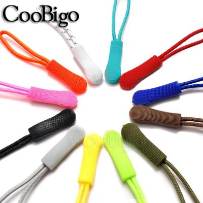 China Outdoor Pack 100pcs Plastic Camping Backpack Zipper Pulls Tie Rope Ends Lock Zipper Clip Gym Suit Garment Bag Parts Accessories #FLC120 for sale