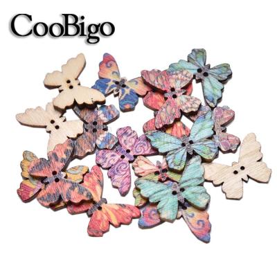 China Viable Wooden Butterfly 2 Holes Buttons For Paint Layered DIY Scrapbook Sewing Craft Accessories#FLN045 for sale