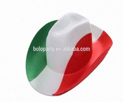 China High Quality National Nonwoven Italian Flag Football Fans Image Cowboy Hat for sale