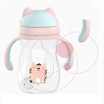 China OEM BPA Clear PCT Wholesale Cartoon 300ml Bpa Free Wholesale Cat Baby Drinking MuSippy Factory Top Bottles Drinks Cup for sale