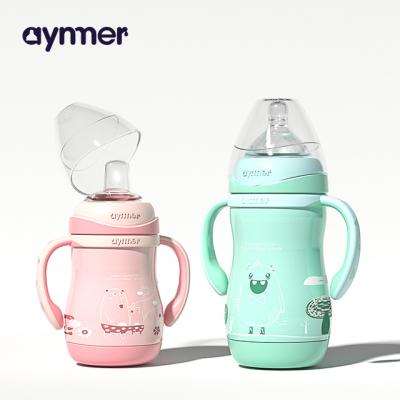 China Hot Sale 280ml Washable Baby Bottle Tumblers Stainless Steel Vacuum Insulated Silicone Feeding Bottle for sale