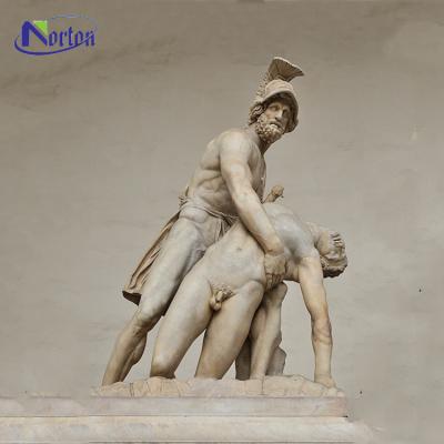 China Ancient Hand Carved Ancient Marble Greek Garden Statue Menelaus Holding the Body of Patroclus Marble Sculpture for sale