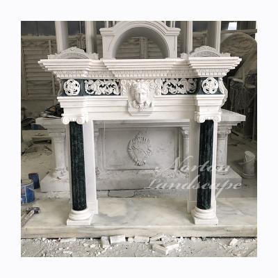 China Contemporary Modern Indoor Decorative Freestone Cast Iron French Style Fireplace Surround White Marble Mantels For Sale for sale