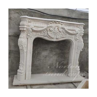 China Contemporary classic luxury European style fireplace mantel white marble surround for home decorative for sale