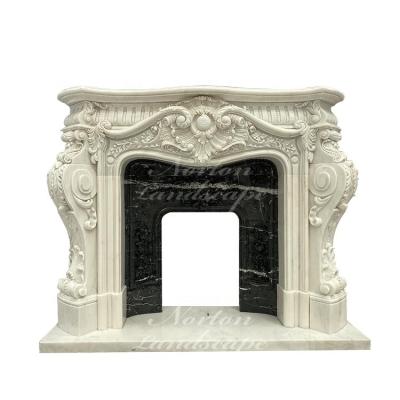 China 2021 Contemporary Finger Selling Hand Carved Luxury French Style White Marble Fireplace Surround for sale