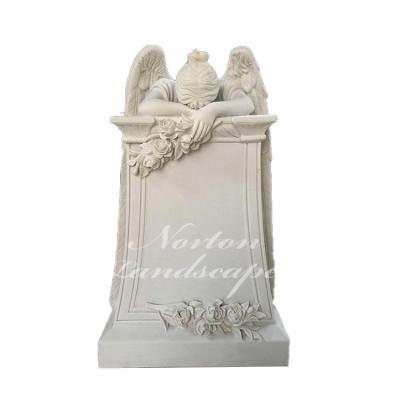 China Norton Factory Wholesale Custom White Modern Marble Crying Angel Statue Tombstone Headstone for sale