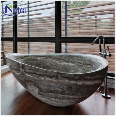 China Wholesale Modern Freestanding Bathtub Natural Home Use Natural Limestone Marble Bathtub NTMBA-008Y for sale