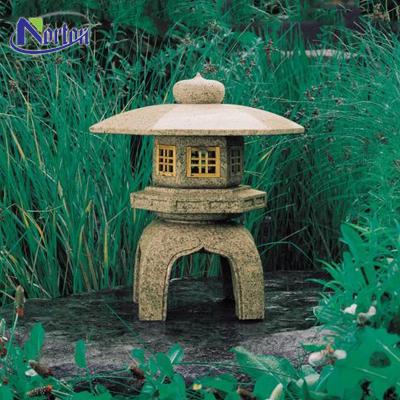 China Modern unique design exterior ornaments marble yellow artificial stone lantern for sale for sale