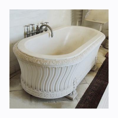 China Free Standing Classic Natural Stone Free Standing Bathroom Tubs White Marble Bathtub For Indoor Used for sale