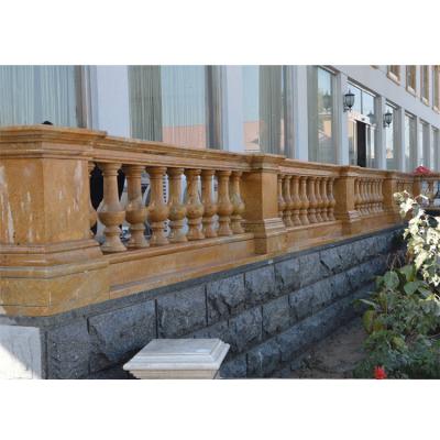 China Outdoor Contemporary Modern Custom Garden Balustrade Marble Design Natural Stone Carving Yellow Balustrade for sale