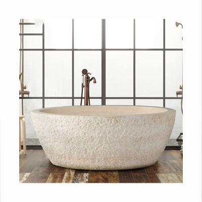 China Modern Freestanding Home Used Popular Natural White Marble Stone Bathtub Freestanding Bathtub for sale