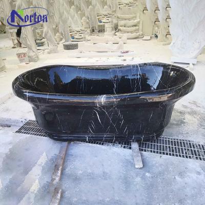 China Freestanding Modern Home Hotel Use Natural Stone Bathtub Black Marble Freestanding Bathtub For Sale for sale