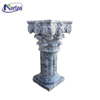 China Solid European Style Marble Column Luxury Decorative Hand Carved Natural Marble Roman Capital for sale