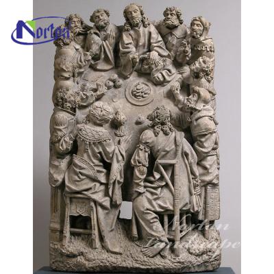 China Modern Modern Wall Interior Decoration Famous Stone Carving Reliefs The Last Supper Marble Statue Sculpture for sale